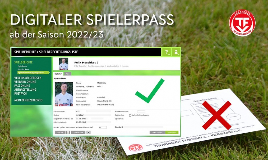 HINWEIS ZUR EINFÜHRUNG DES DIGITALEN SPIELERPASSES ZUM 1. JULI 2022