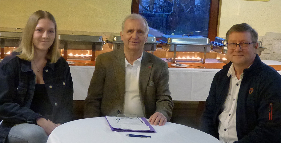 Foto (C.W.): Talkrunde v.l. Denise Landmann, Moderator Weber, Olaf Landmann